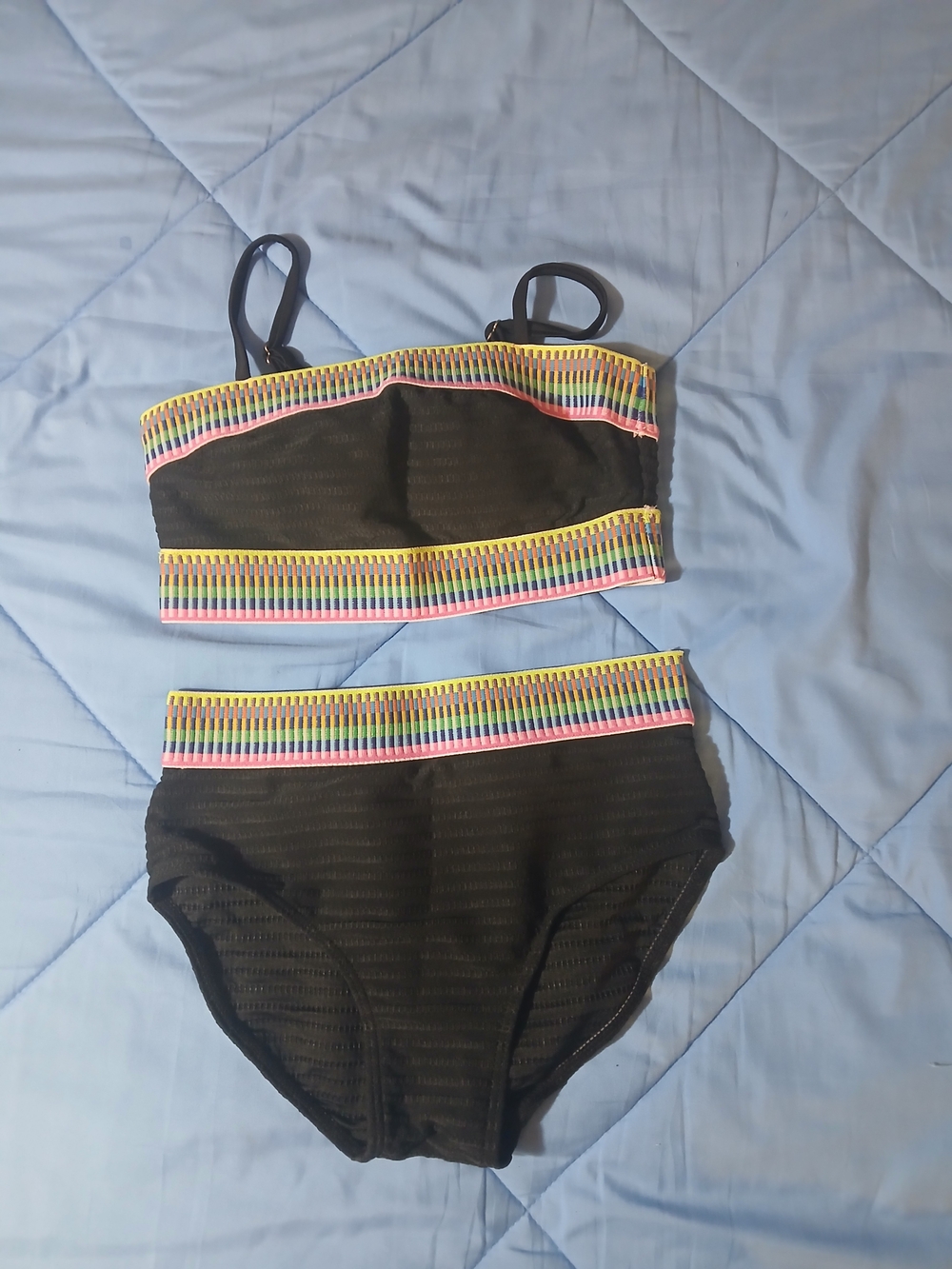 Amazon Kids Black Bikini with Rainbow Trim